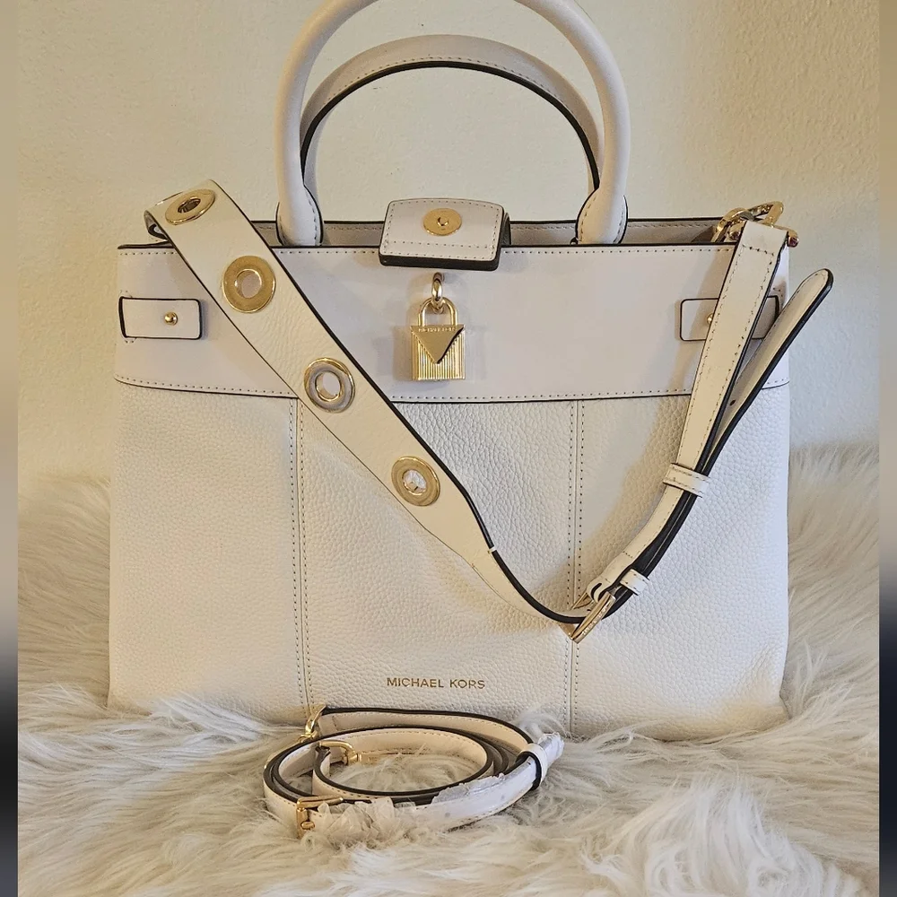 Michael Kors White Leather Top-Handle Satchel - Picture 4 of 15
